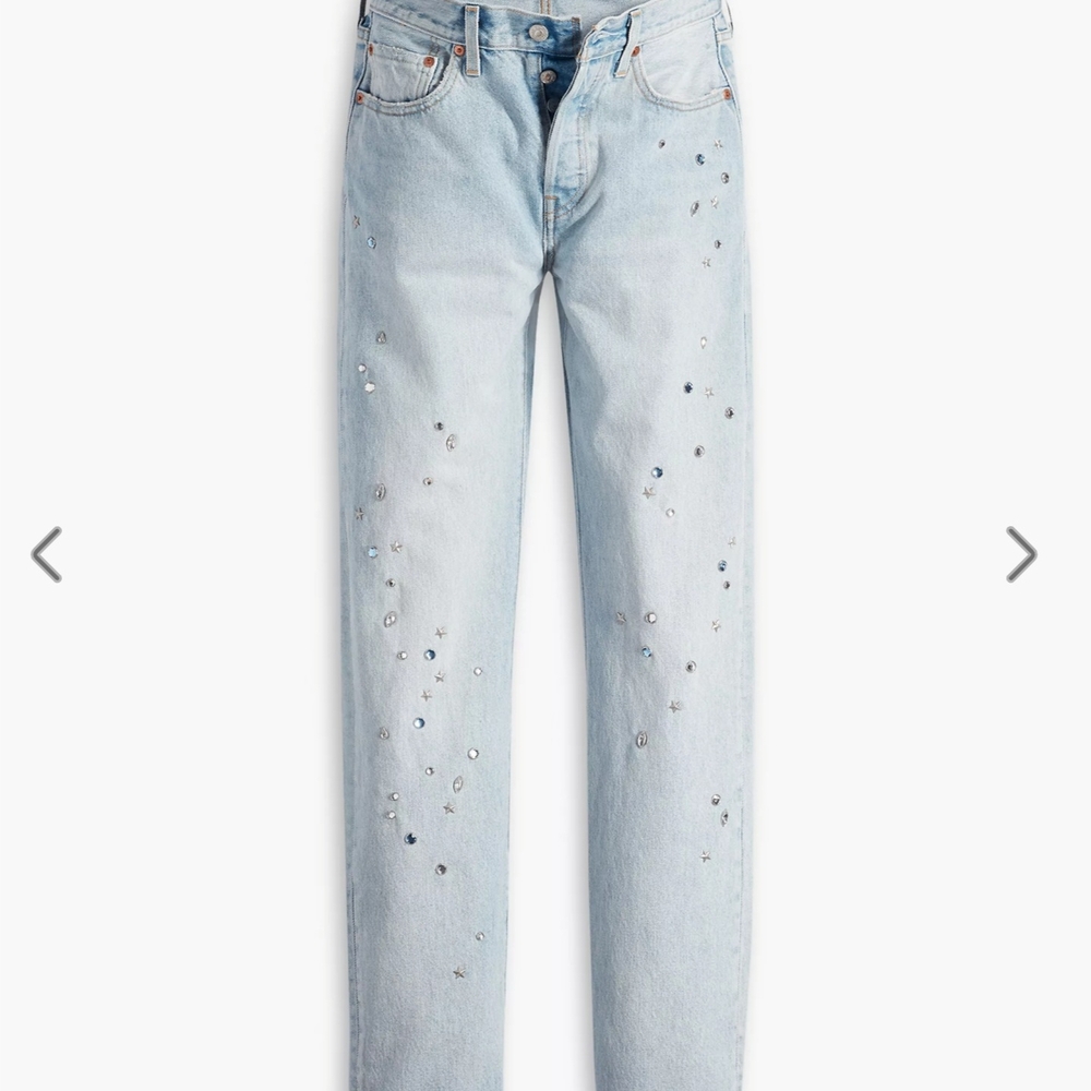 Levi's Light Blue Straight Leg Jeans with Embellishments